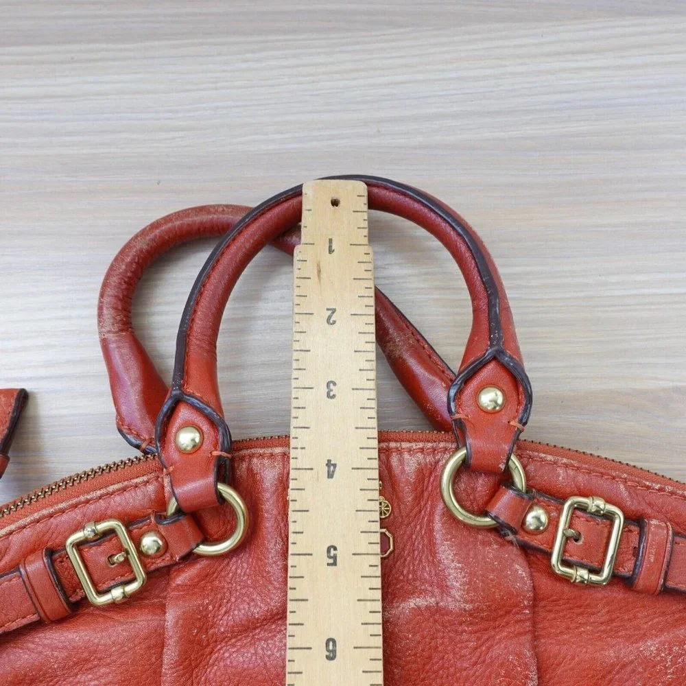 COACH Madison Bag Womens Red Leather Satchel Retro Indie Quiet Luxury M DEFECTS
